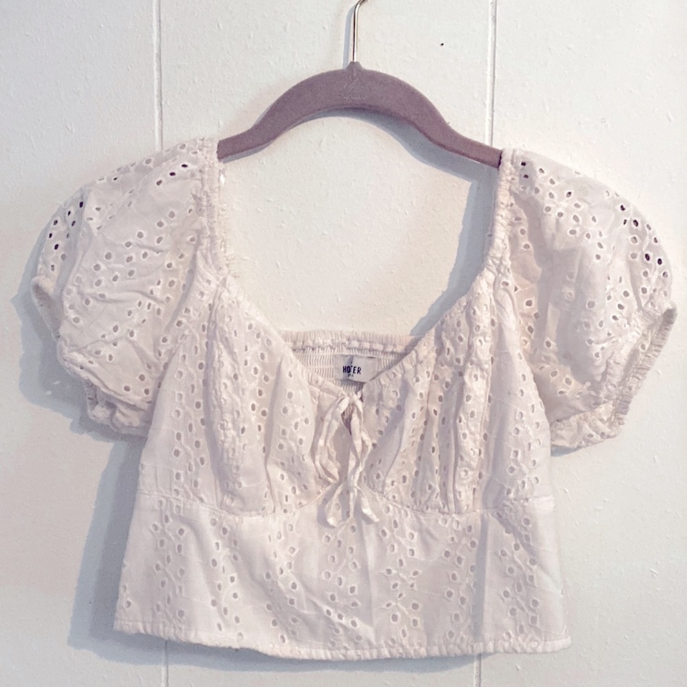 Hollister White Puff Sleeve Top